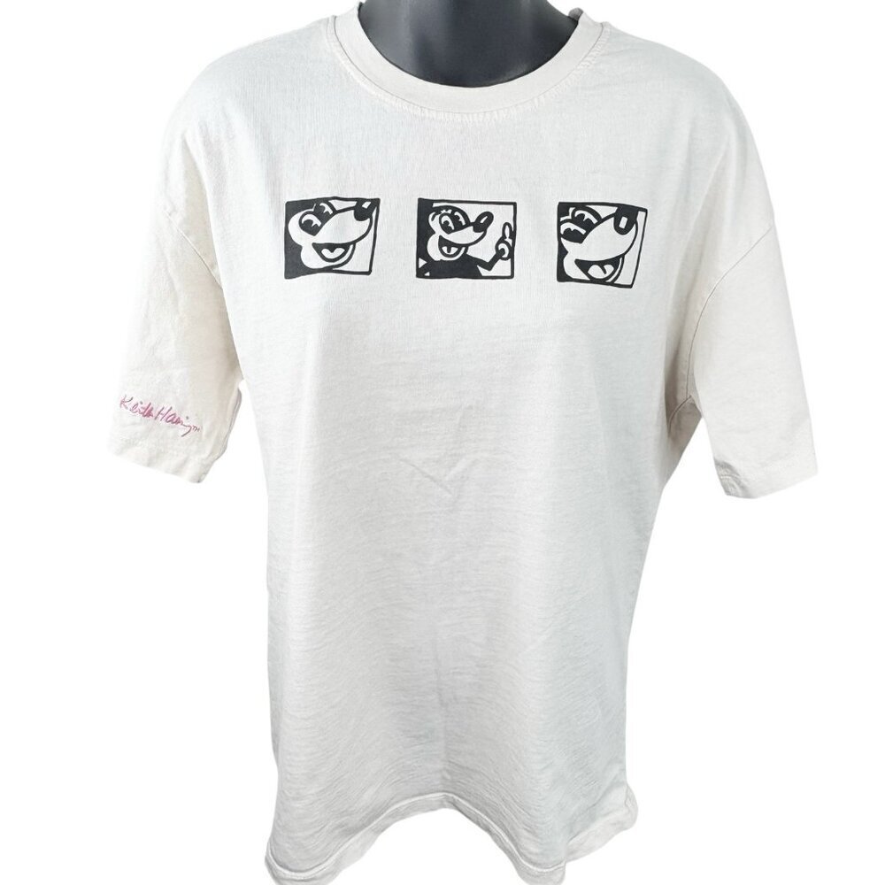 Mickey Mouse x Keith Haring Short Sleeve Graphic Double Sided T Ivory Women’s M
